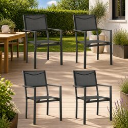 Set of 4 Stylish Black Anthracite Garden Chairs