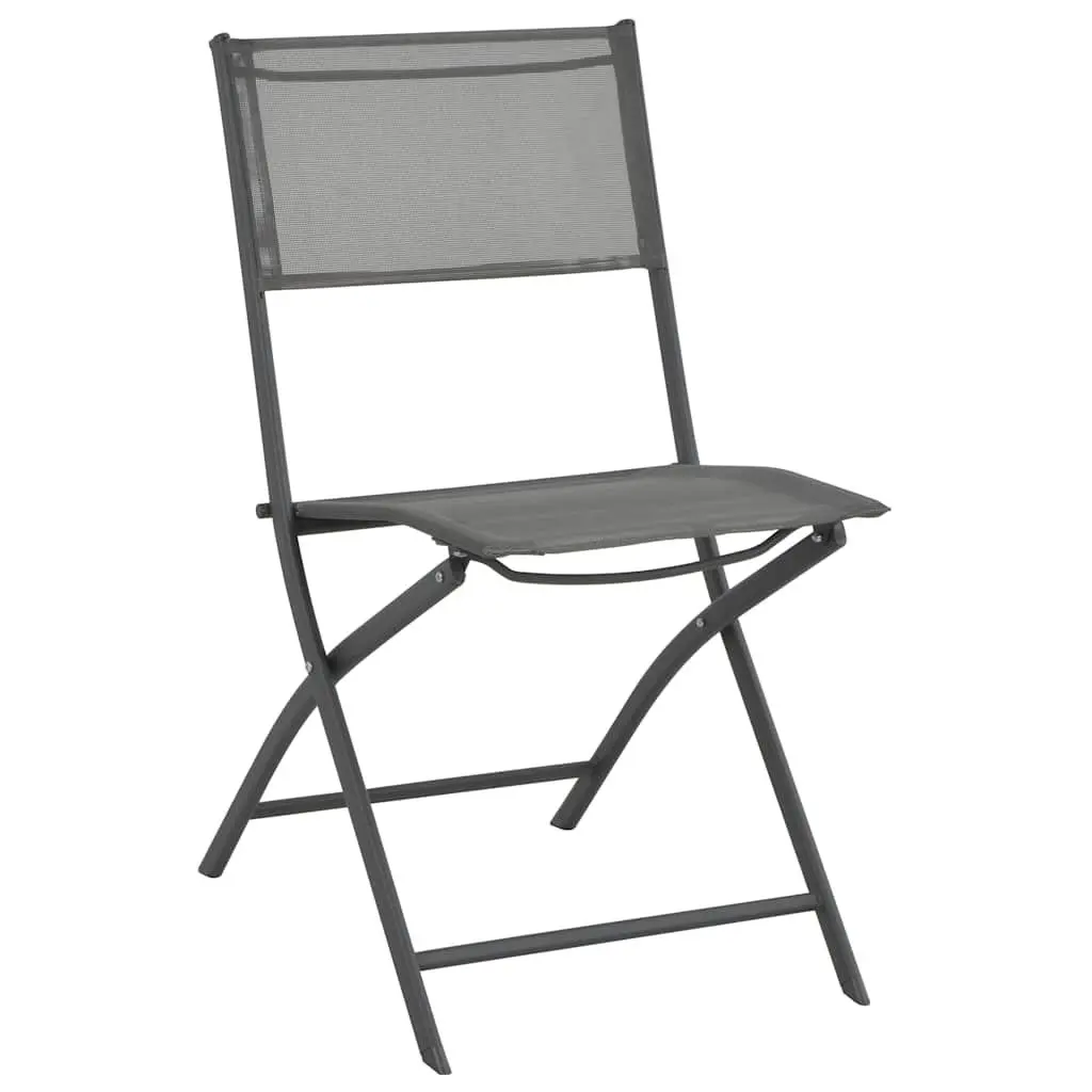 Folding Outdoor Chairs Steel Frame Textilene 4 Piece Grey Garden Patio