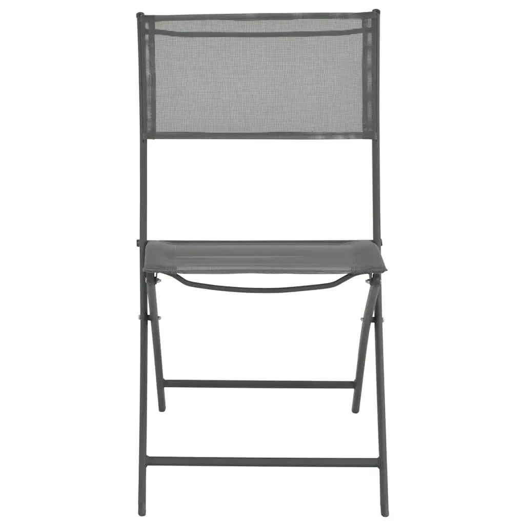 Folding Outdoor Chairs Steel Frame Textilene 4 Piece Grey Garden Patio