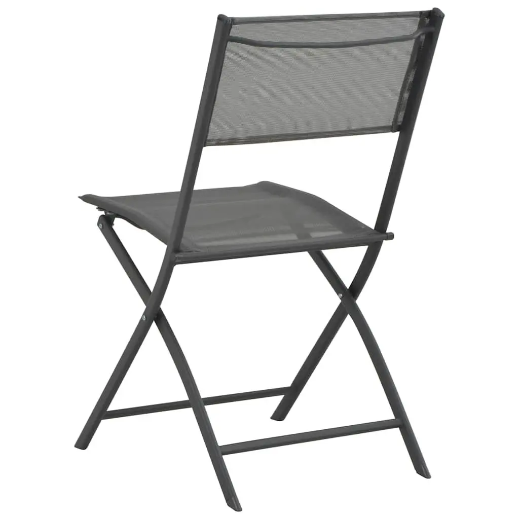 Folding Outdoor Chairs Steel Frame Textilene 4 Piece Grey Garden Patio