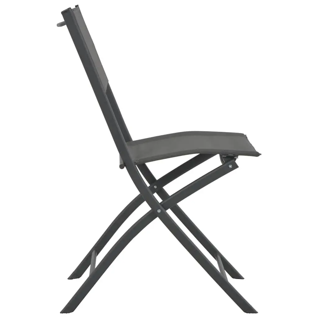 Folding Outdoor Chairs Steel Frame Textilene 4 Piece Grey Garden Patio