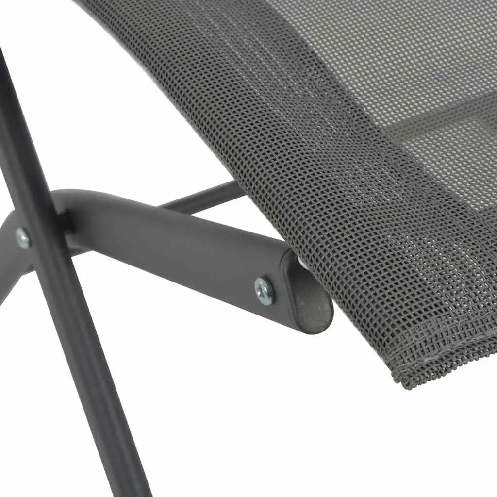 Folding Outdoor Chairs Steel Frame Textilene 4 Piece Grey Garden Patio