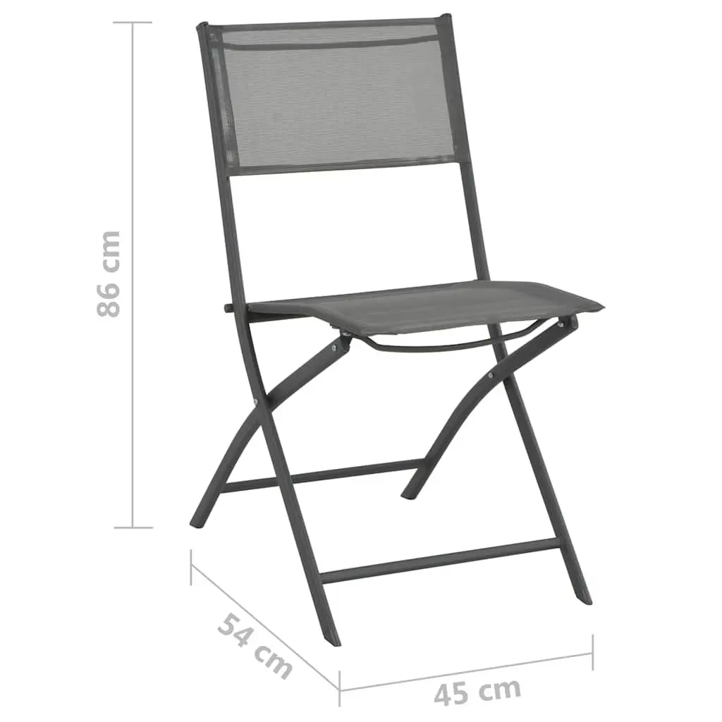 Folding Outdoor Chairs Steel Frame Textilene 4 Piece Grey Garden Patio