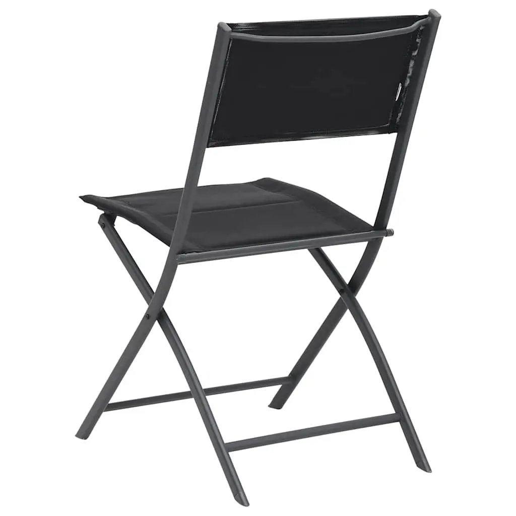 Black Folding Outdoor Chairs 2pcs for Garden Seating