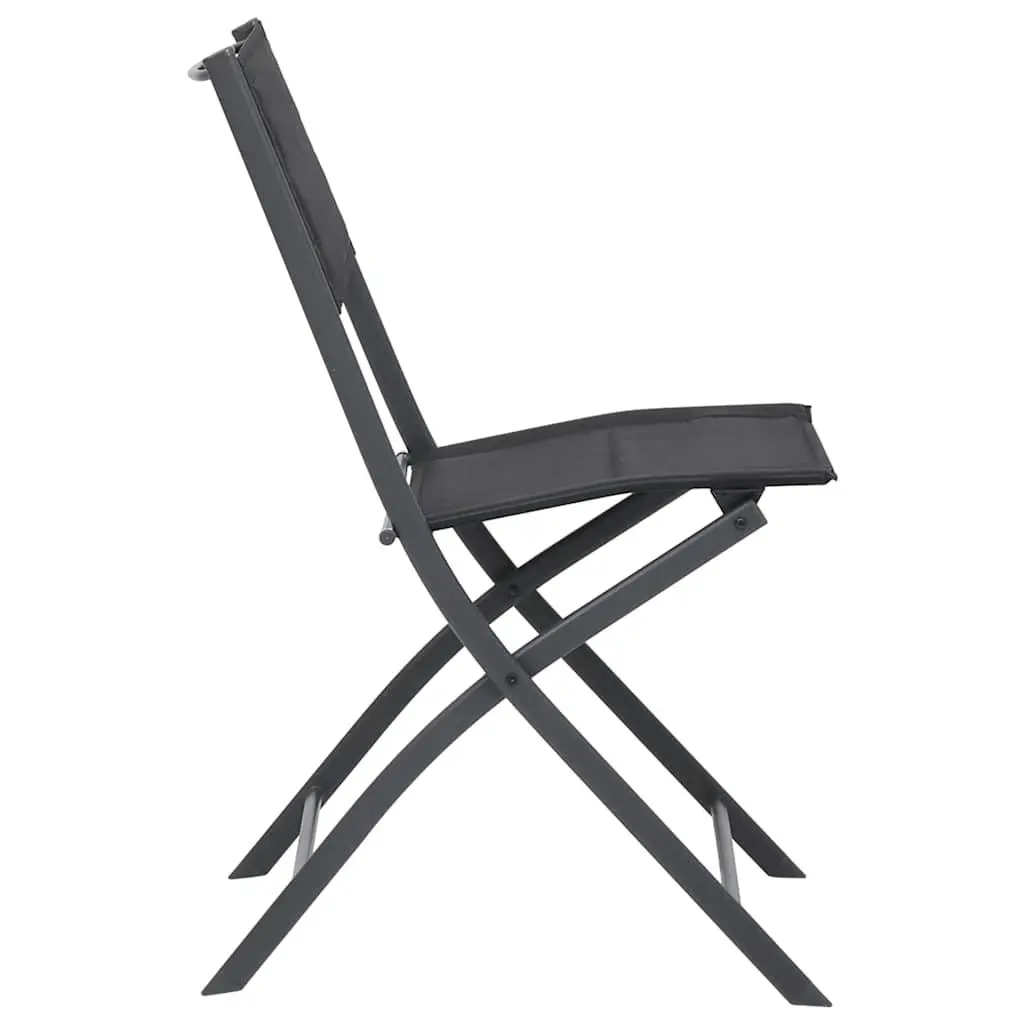 Black Folding Outdoor Chairs 2pcs for Garden Seating