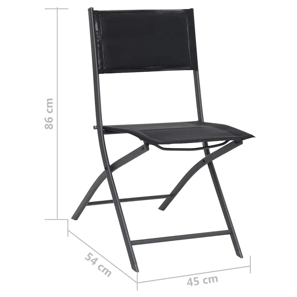 Black Folding Outdoor Chairs 2pcs for Garden Seating