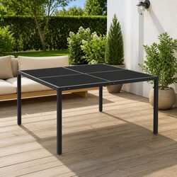 Durable Anthracite Garden Table 130x130cm with Glass Top
