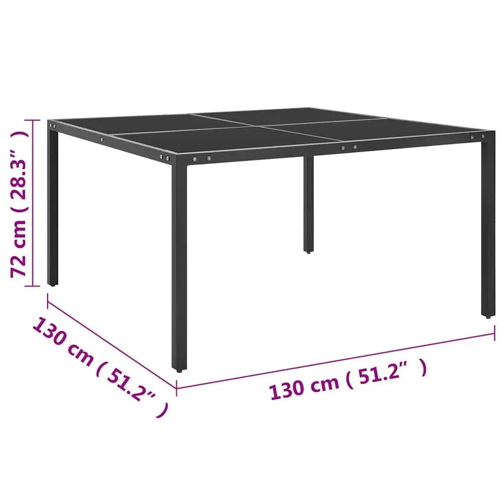 Anthracite Garden Table 130x130cm with Glass Top
