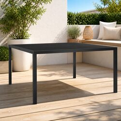 Outdoor Patio Dining Table 130x130cm Black Steel Glass