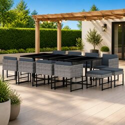 Premium 13-Piece Outdoor Dining Set in Grey