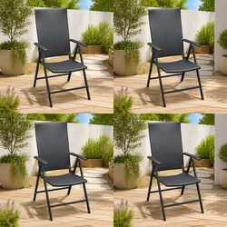 Premium 4-Piece Folding Garden Chair Set in Black