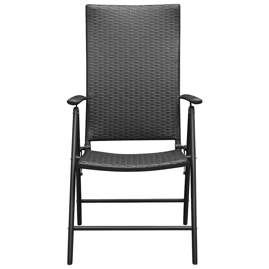 Outdoor Garden Chairs PE Rattan Aluminium Frame 4 Piece Set Reclining Folding Black