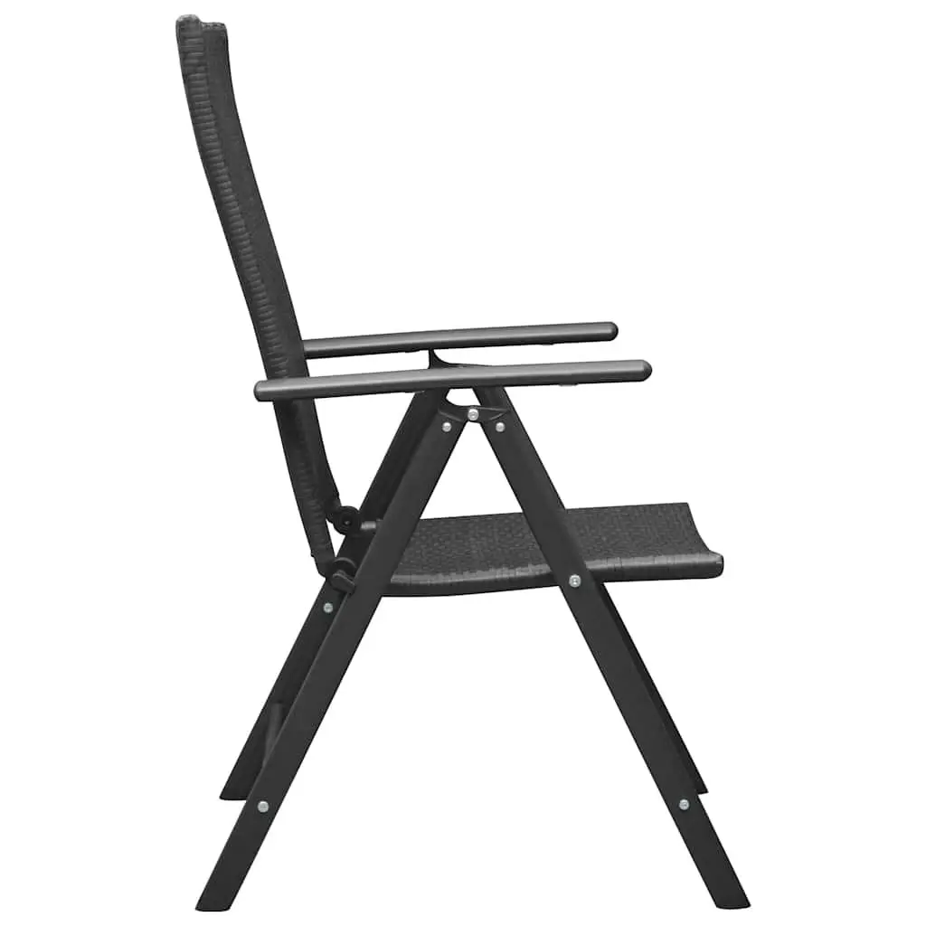 Outdoor Garden Chairs PE Rattan Aluminium Frame 4 Piece Set Reclining Folding Black