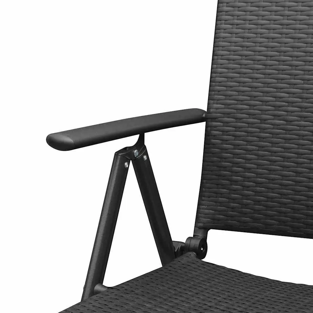 Outdoor Garden Chairs PE Rattan Aluminium Frame 4 Piece Set Reclining Folding Black