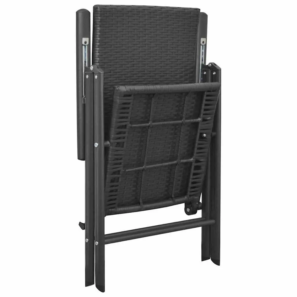 Outdoor Garden Chairs PE Rattan Aluminium Frame 4 Piece Set Reclining Folding Black