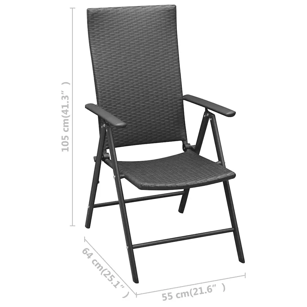 Outdoor Garden Chairs PE Rattan Aluminium Frame 4 Piece Set Reclining Folding Black