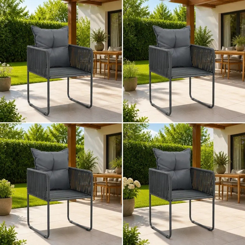 Set of 4 Outdoor Dining Chairs with Cushions