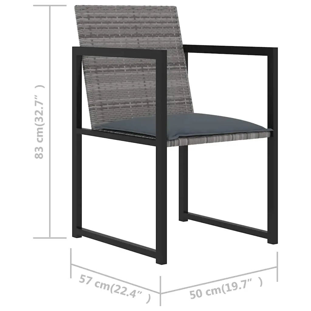 Outdoor Dining Set PE Rattan 5 Piece Grey Patio Garden Furniture