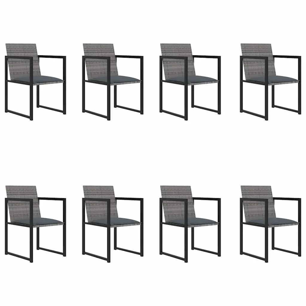 9 Piece Grey Rattan Outdoor Dining Set with Cushions