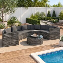 Stylish Half Round Garden Lounge Set 6 Piece Sofa