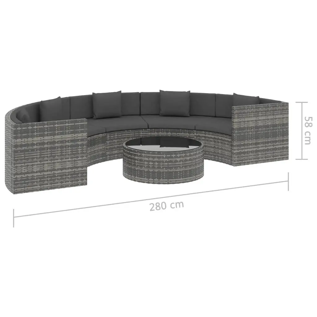 Half Round Garden Lounge Set 6 Piece Sofa