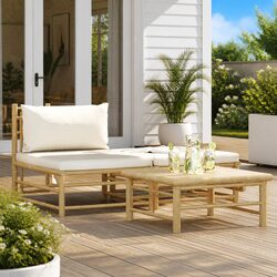 Stylish 3 Piece Modular Outdoor Sofa Set with Cushions