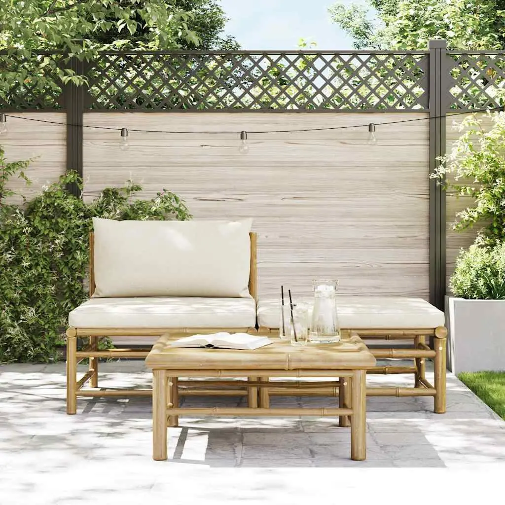 3 Piece Modular Outdoor Sofa Set with Cushions