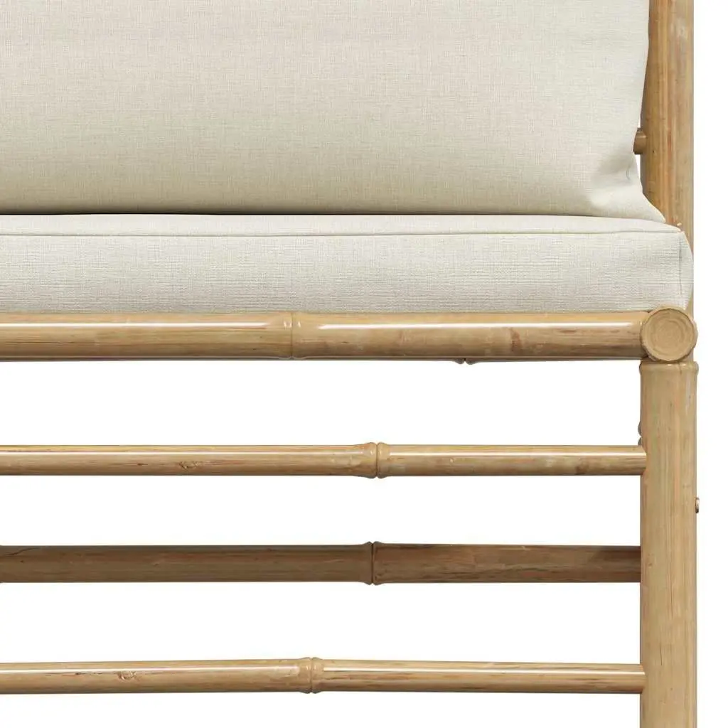 2 Piece Garden Lounge Set Cream White Cushions Outdoor Patio Sofa Bamboo Seating