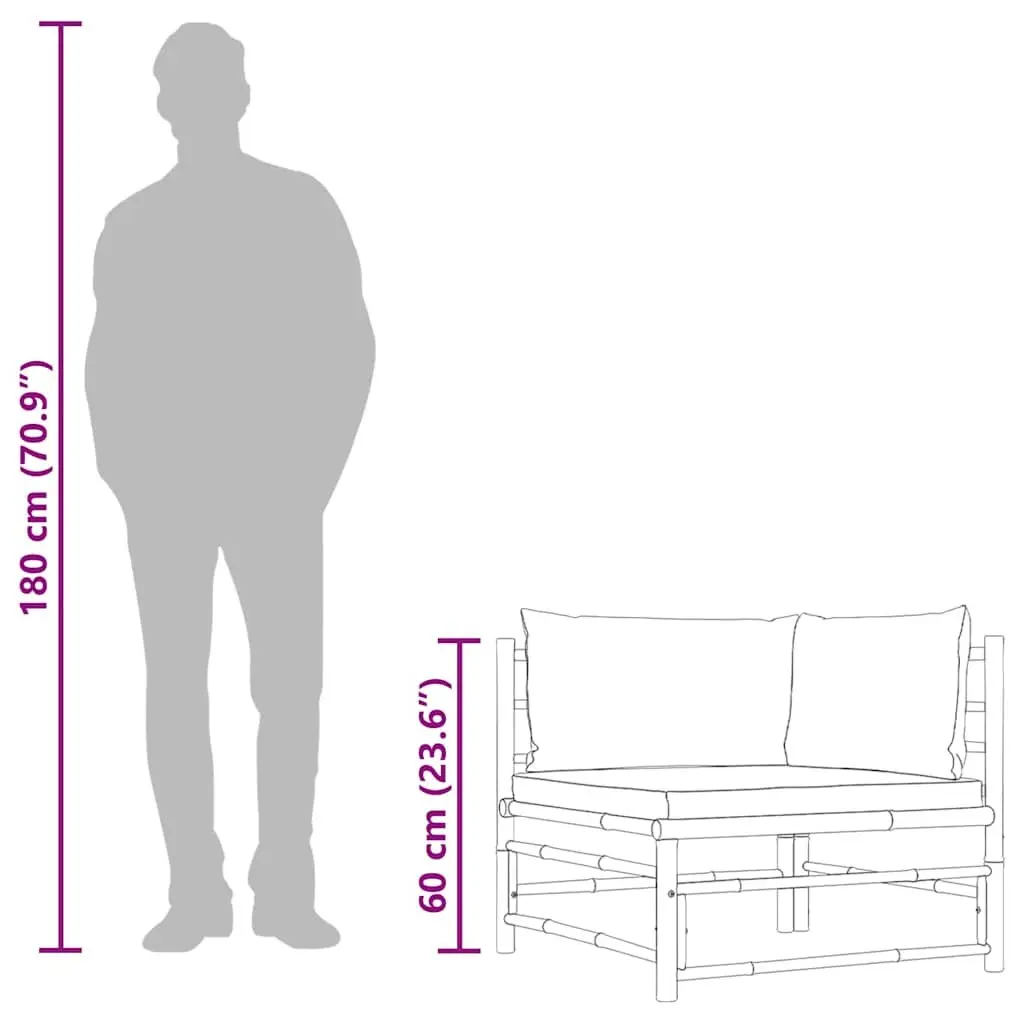Modular Garden Corner Sofa with Bamboo Frame