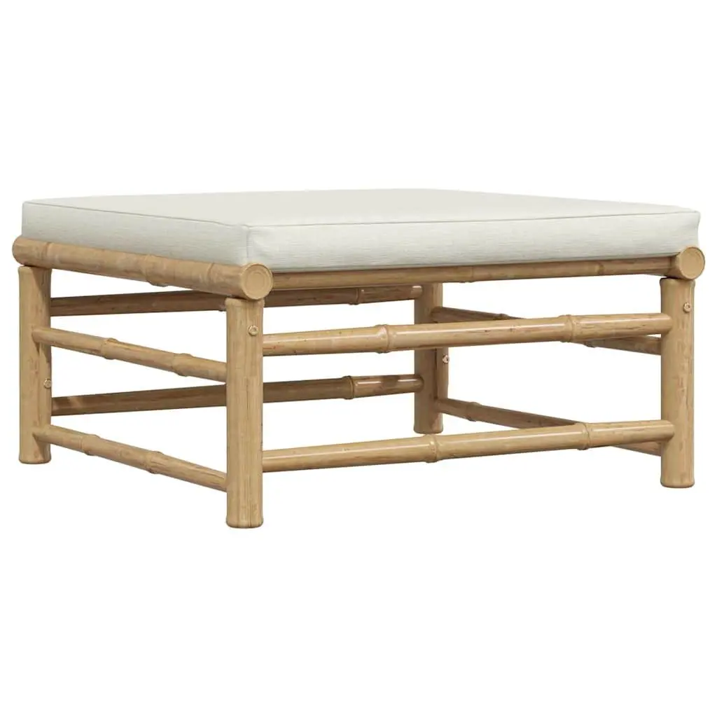 Garden Footrest Ottoman Bamboo Modular Outdoor Patio Lounge Seat White