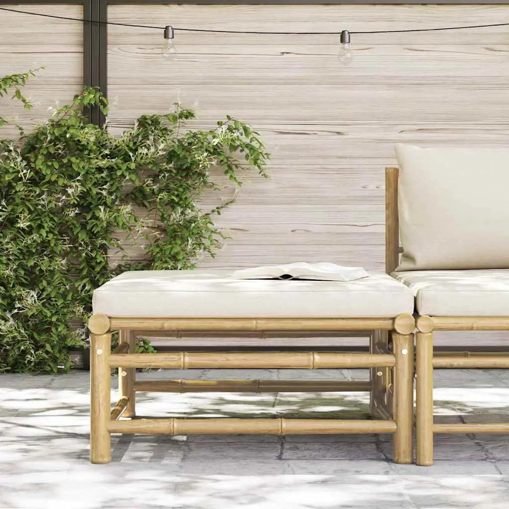 Garden Footrest Ottoman Bamboo Modular Outdoor Patio Lounge Seat White