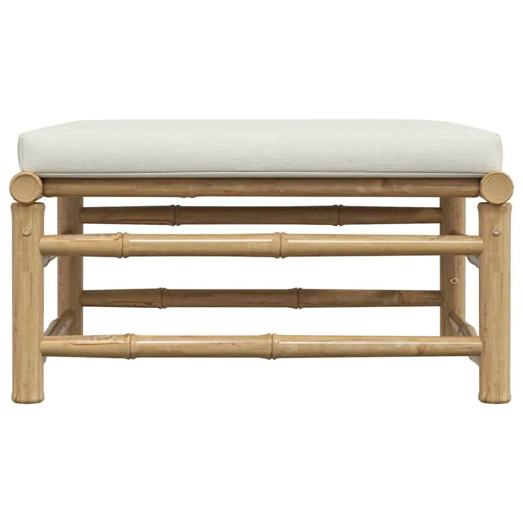 Garden Footrest Ottoman Bamboo Modular Outdoor Patio Lounge Seat White