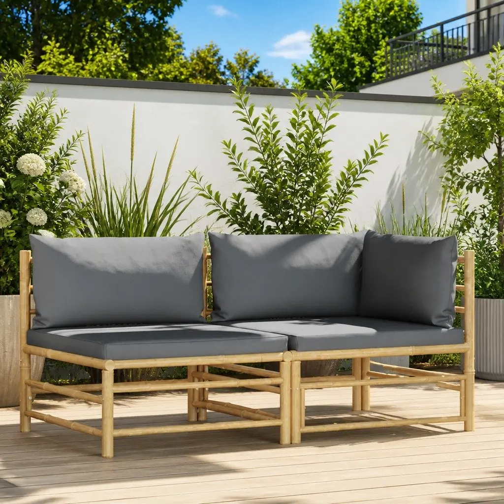 Bamboo Sectional Sofa Set 2 Piece for Outdoor Lounging