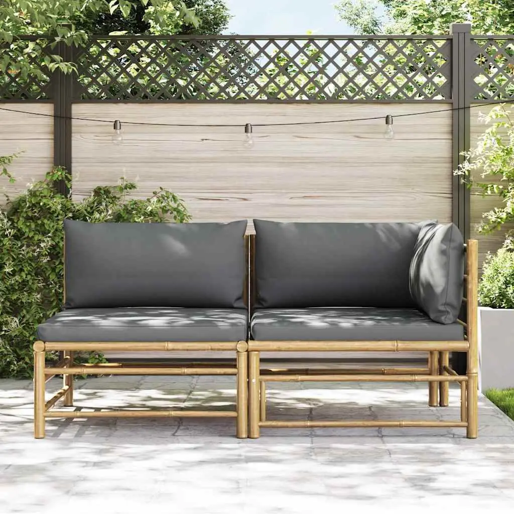 Bamboo Sectional Sofa Set 2 Piece for Outdoor Lounging