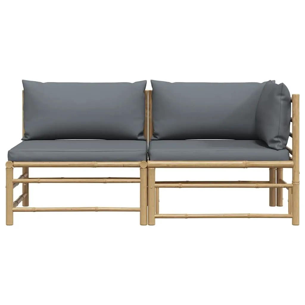 Bamboo Sectional Sofa Set 2 Piece for Outdoor Lounging