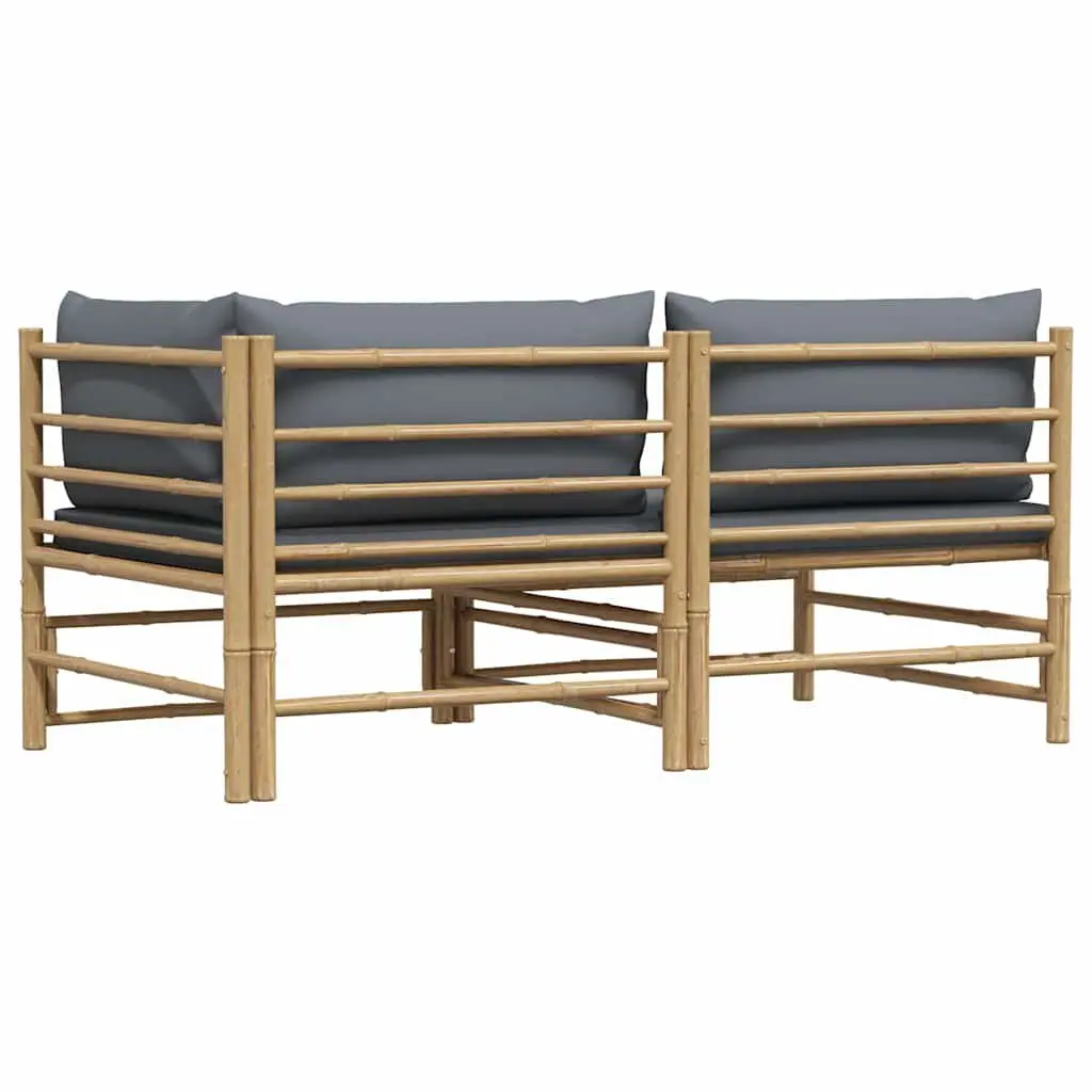 Bamboo Sectional Sofa Set 2 Piece for Outdoor Lounging
