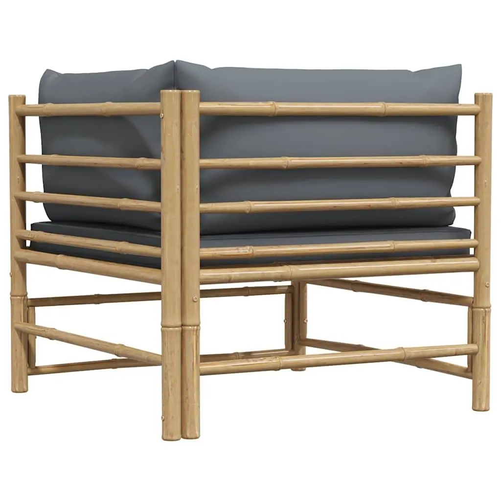 Bamboo Garden Corner Sofa with Grey Cushions