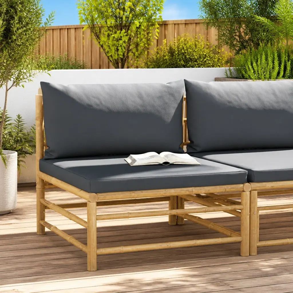 Garden Middle Sofa with Grey Cushions