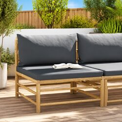 Durable Garden Middle Sofa with Grey Cushions