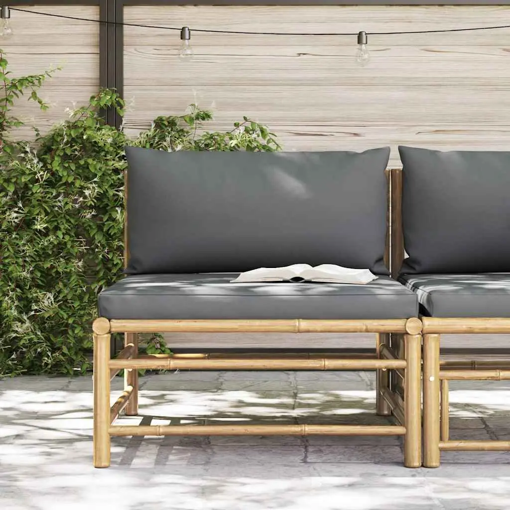 Garden Middle Sofa with Grey Cushions