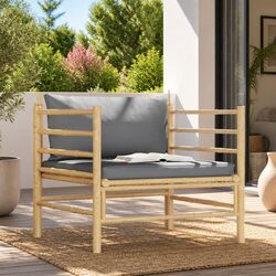 Bamboo Modular Lounge Sofa for Outdoor Spaces with Grey Cushions