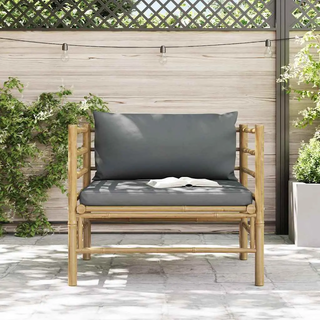 Garden Sofa with Dark Grey Cushions Modular Outdoor Lounge Seating Patio Set