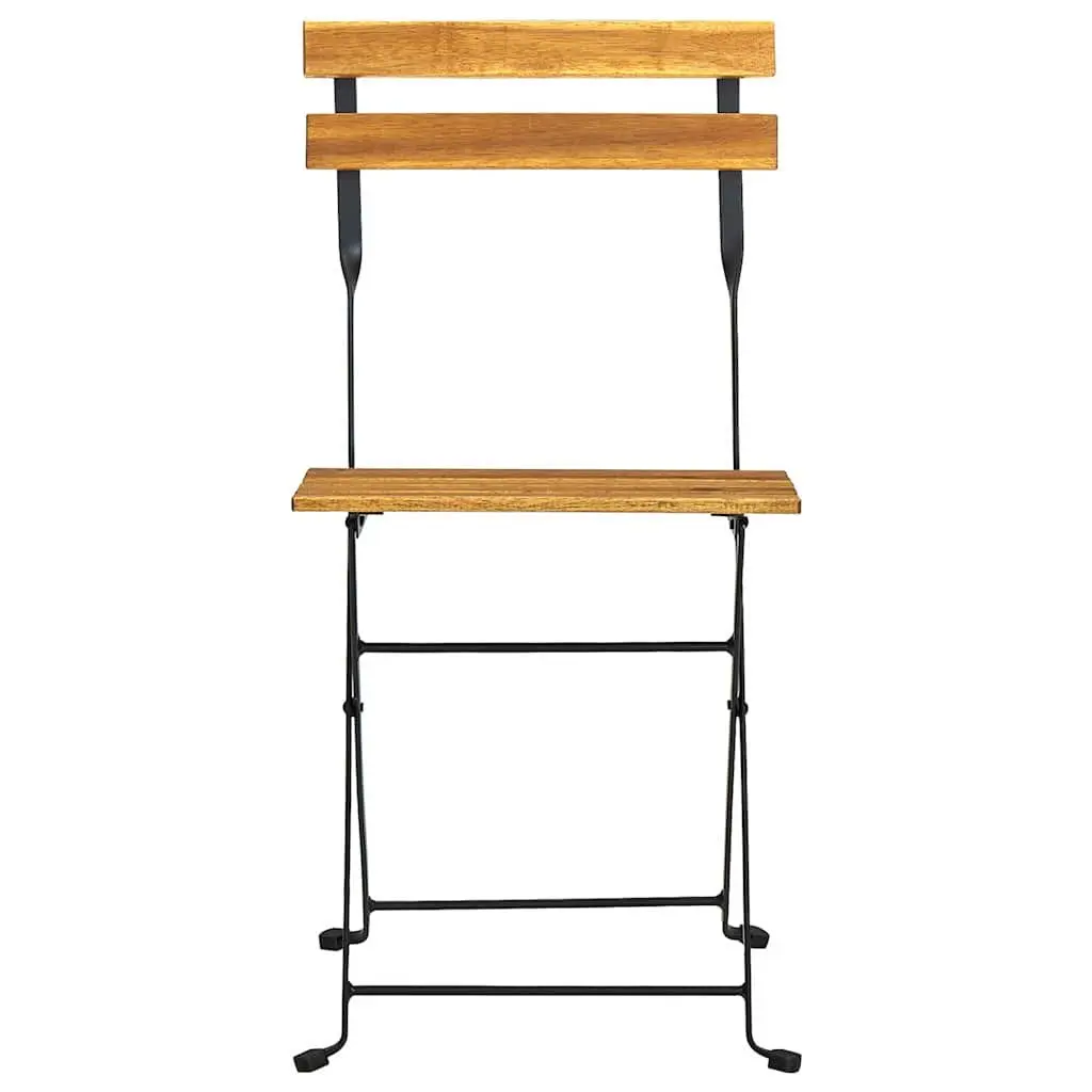Folding Outdoor Chairs Steel Acacia Wood Brown 2 Piece