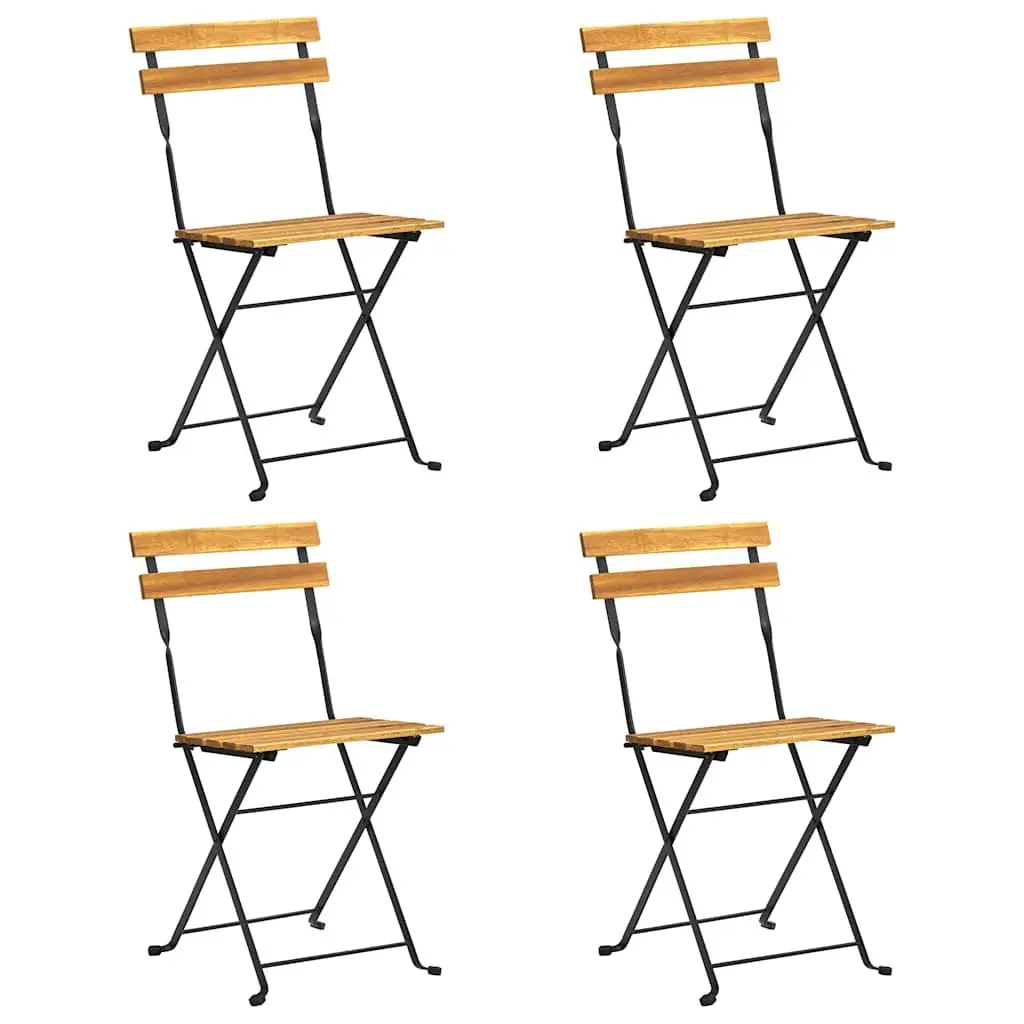 Folding Bistro Chairs Solid Acacia Wood Brown Set of 4