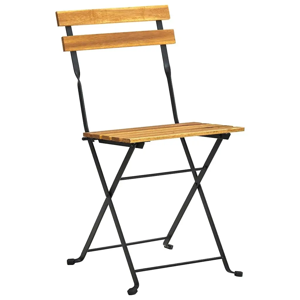 Folding Bistro Chairs Solid Acacia Wood Brown Set of 4