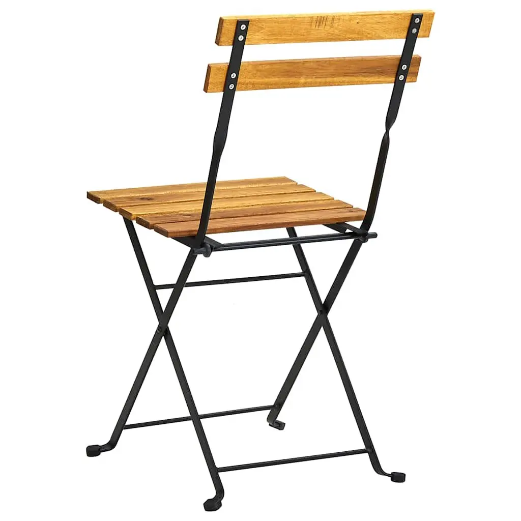 Folding Bistro Chairs Solid Acacia Wood Brown Set of 4