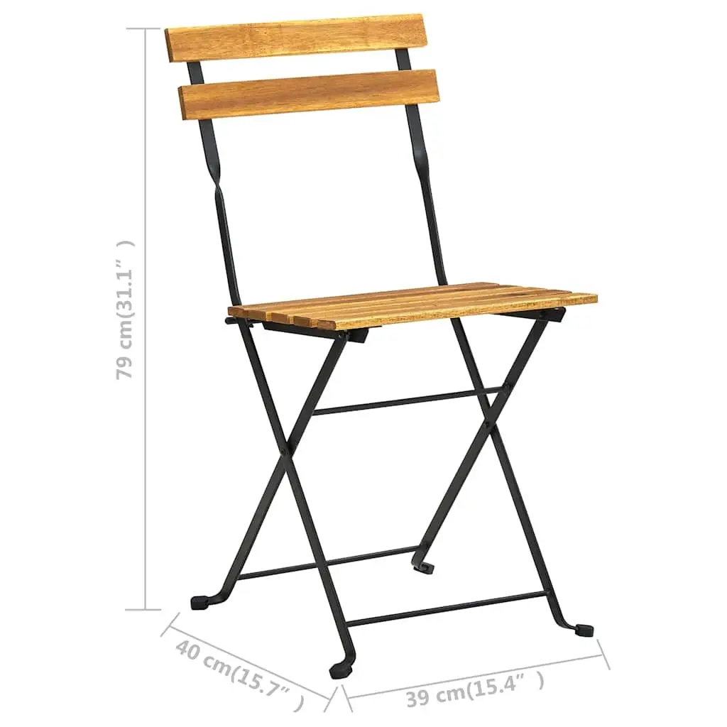 Folding Bistro Chairs Solid Acacia Wood Brown Set of 4