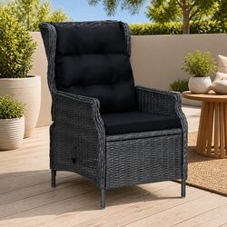 Durable Reclining Garden Chair with Cushions