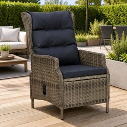 Premium Brown PE Rattan Reclining Garden Chair
