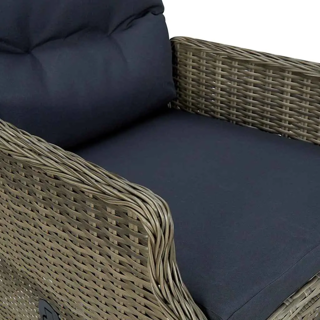 Reclining Garden Chair PE Rattan Steel Frame Brown